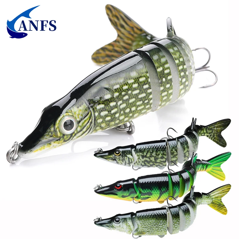 ANFS-Señuelos de pesca para lubina, trucha, Swimbaits multiarticulados, señuelos de natación biónicos de hundimiento lento, lubina de agua dulce y salada