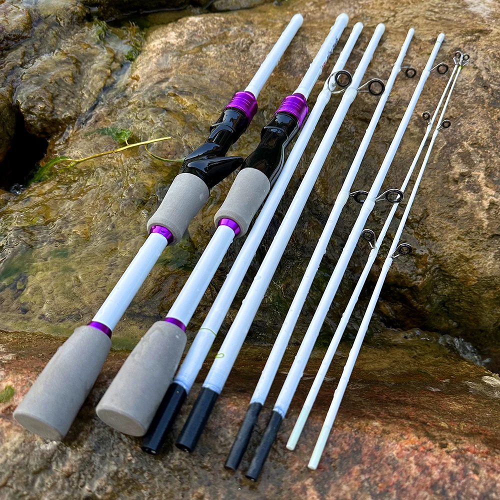 Caña de pescar de viaje de carbono súper dura, 1,8 M, 2,1 M, 4/5 secciones, caña giratoria ML Power Shore Casting para principiantes y niños