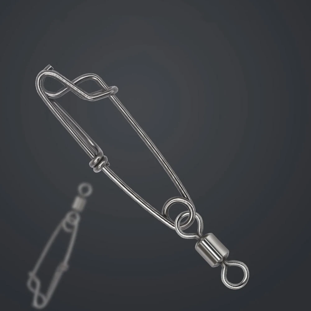 100 Uds Pesca giratorio de cobre de acero inoxidable Snap palangre ojo-apertura ojo cierre Pin conector aparejos de Pesca accesorio Pesca - imagen 5