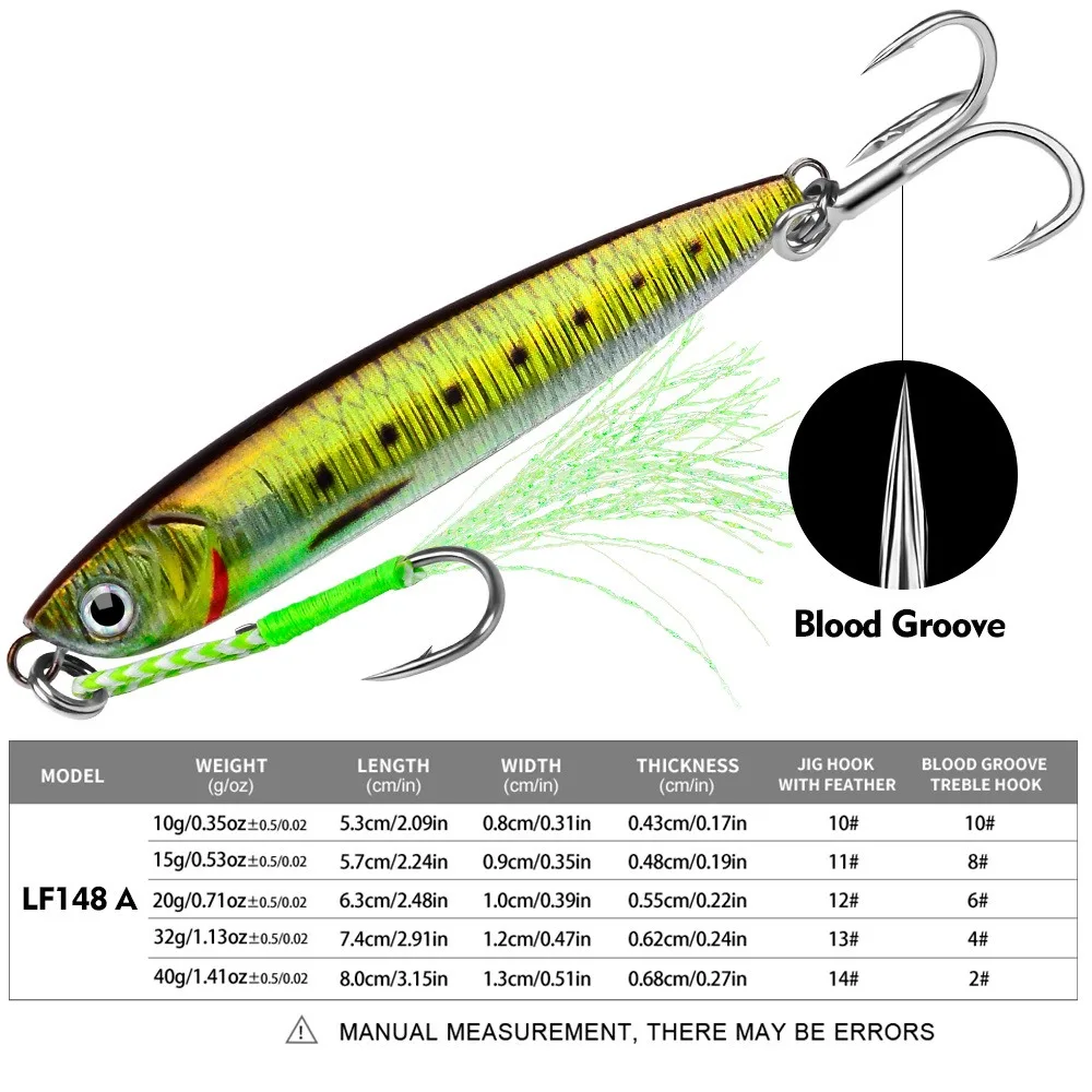 Placa de hierro para peces de plomo, cebo largo fundido con purpurina, 10g/15g/32g/40g, 7,8 cm, placa de hierro que se hunde, cebo duro artificial, aparejos de jigging láser - imagen 5