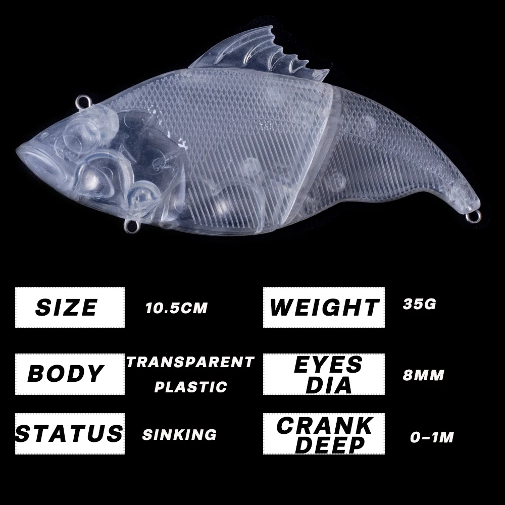 CCLTBA-Señuelos de Pesca sin pintar, 3 modelos articulados Swimbait, cebos artificiales duros y calientes, Wobblers Lipless Crankbait VIB DIY - imagen 4
