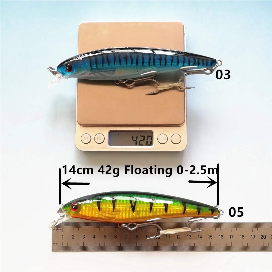 Noeby-SEÑUELOS DE Pesca DE pececillos, cebo duro flotante Artificial, Wobbler Crankbait, carpa, perca, aparejos de Pesca, 4 piezas, 14cm, 39g - imagen 2