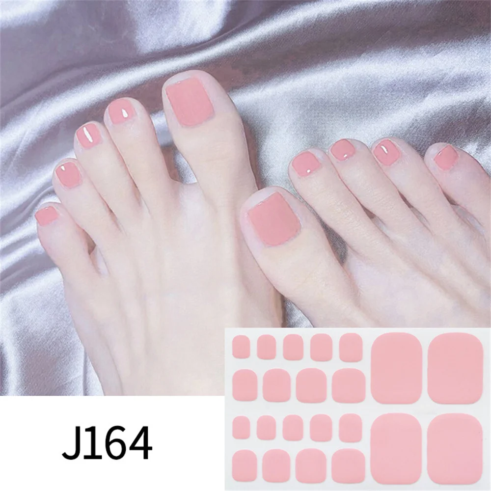 Pegatinas extraíbles para uñas de los pies, suministros para manicura, 22 pegatinas de Color sólido - imagen 5