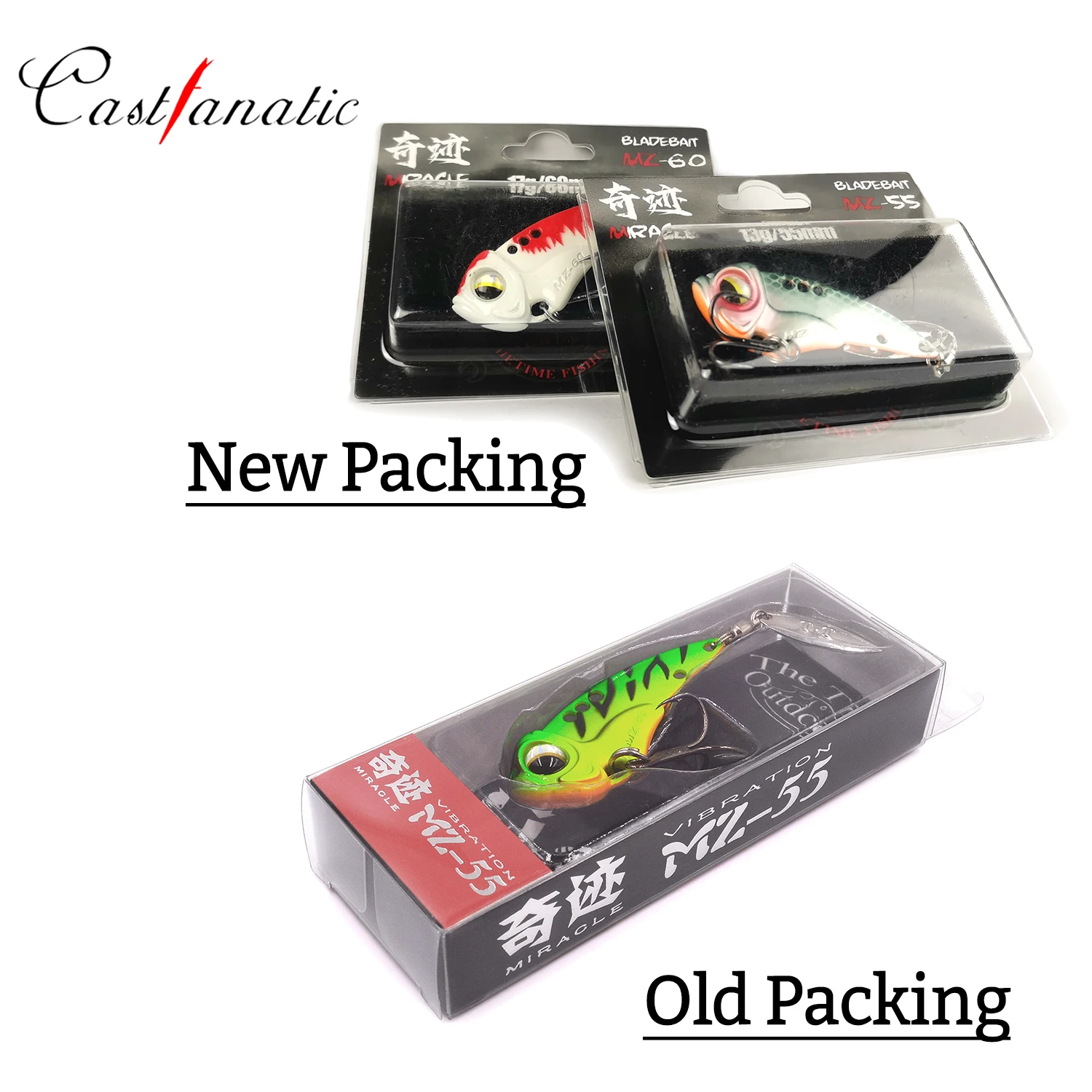 Castfanatic MZ55 MZ60 Metal VIB hoja brillo cigarra señuelo 13g 17g hundimiento cola Spinner cebos Bibe para lubina Pike perca señuelo de pesca - imagen 5