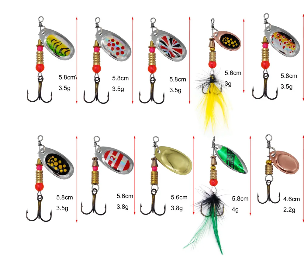 Kit de Señuelos de Pesca Spinner Bait 3-7g Cucharas de Metal de rotación ruidosa Cebos compuestos Señuelos Artificiales Lote 10 Piezas VENTA - imagen 3