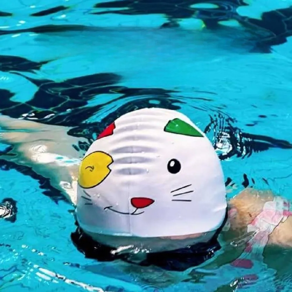Nuevo gorro de natación elástico, gorro de natación de silicona agrandado con dibujos animados, cómodo, profesional, protección para los oídos, gorro de natación seguro - imagen 2