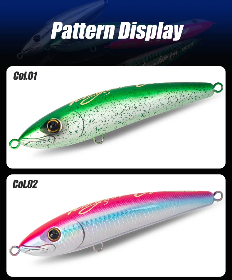 Descubra los diseños vibrantes de nuestros señuelos de pesca con patrones y colores cautivadores