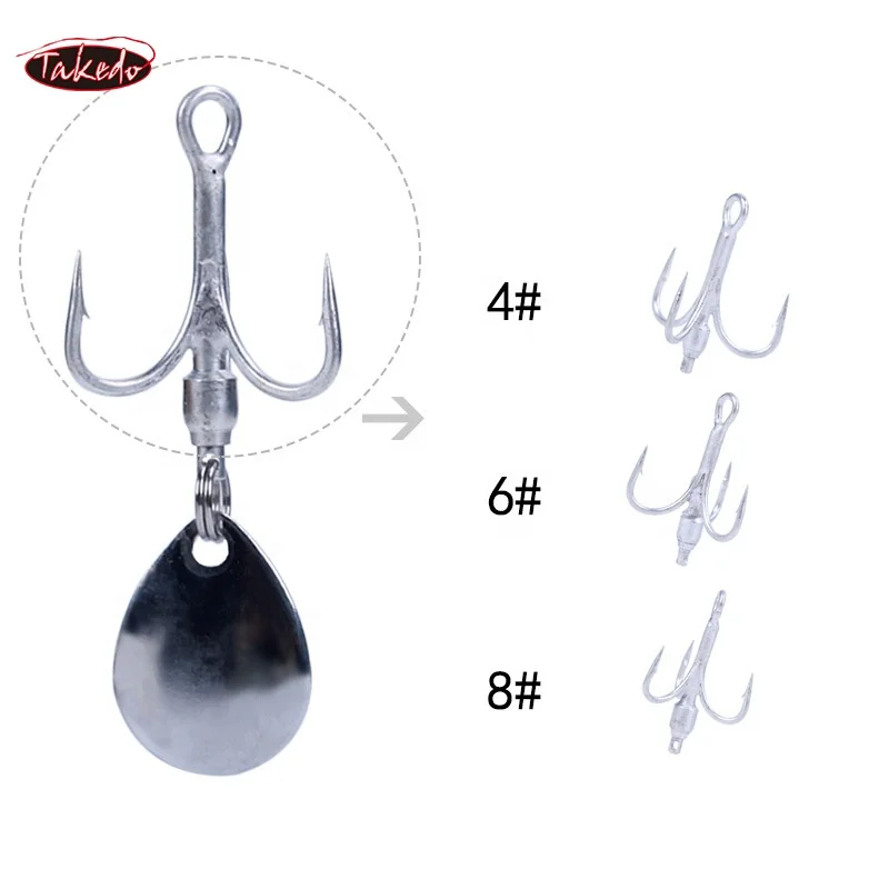 TAKEDO 4PCS Pesca en el mar Acero con alto contenido de carbono 4 #   6 #   8 #    Anzol Accesorios de pesca An anzuelo triple con anzuelos de pesca de lentejuelas giratorias - imagen 4