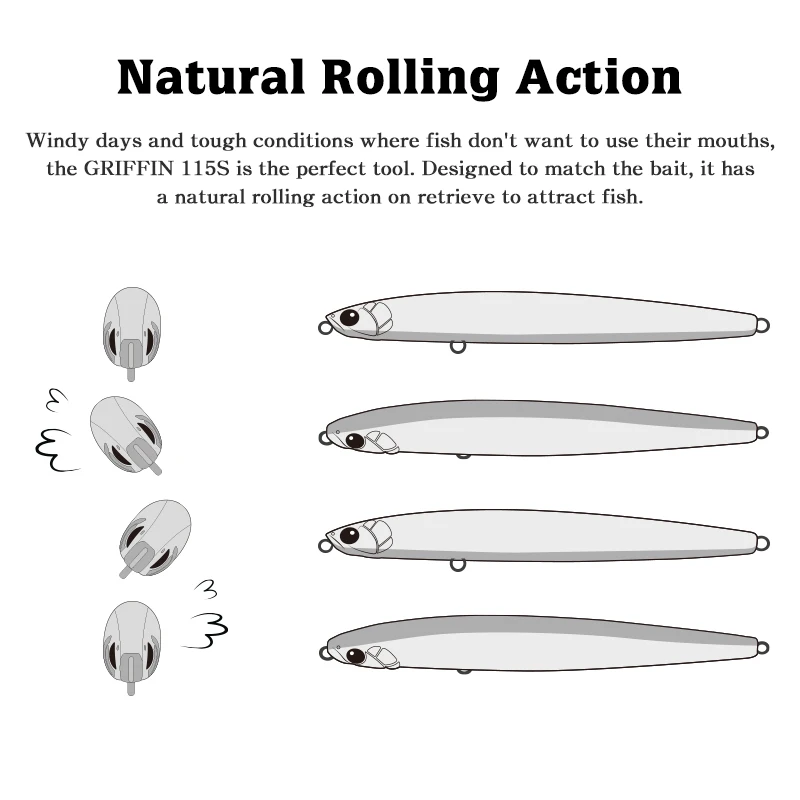 TSURINOYA 115mm 20g Max 80m Ultra Long Casting Sinking Pencil GRIFFIN 115S Slim Artificial Hard Bait Trout Bass Sea Fishing Lure - imagen 2