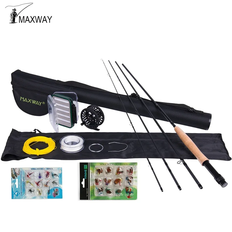 Maxway-Kit de pesca con mosca 3/4 5/6 7/8, caña de pescar ligera de fibra de carbono y carrete combinado con moscas, juego de sedal de pesca con mosca - imagen 2