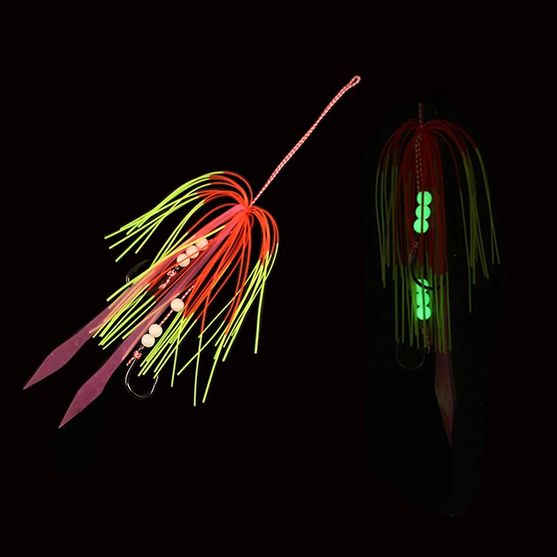 Ganchos de asistencia Kabura Jigging Madai, gomas Tai fuertes, faldas de silicona, cintas de filamentos, plantillas deslizantes de diferentes colores, colas de plomo - imagen 4