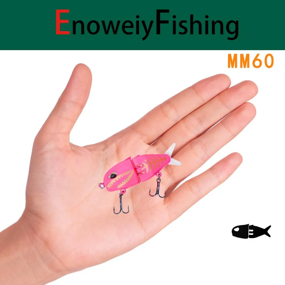 Señuelos de pesca de 2 segmentos para buceo profundo, Crankbaits de lubina, cebo biónico impreso en 3D, 6cm/6,5g, ojos realistas, señuelo de manivela dura de plástico, 2024 - imagen 2