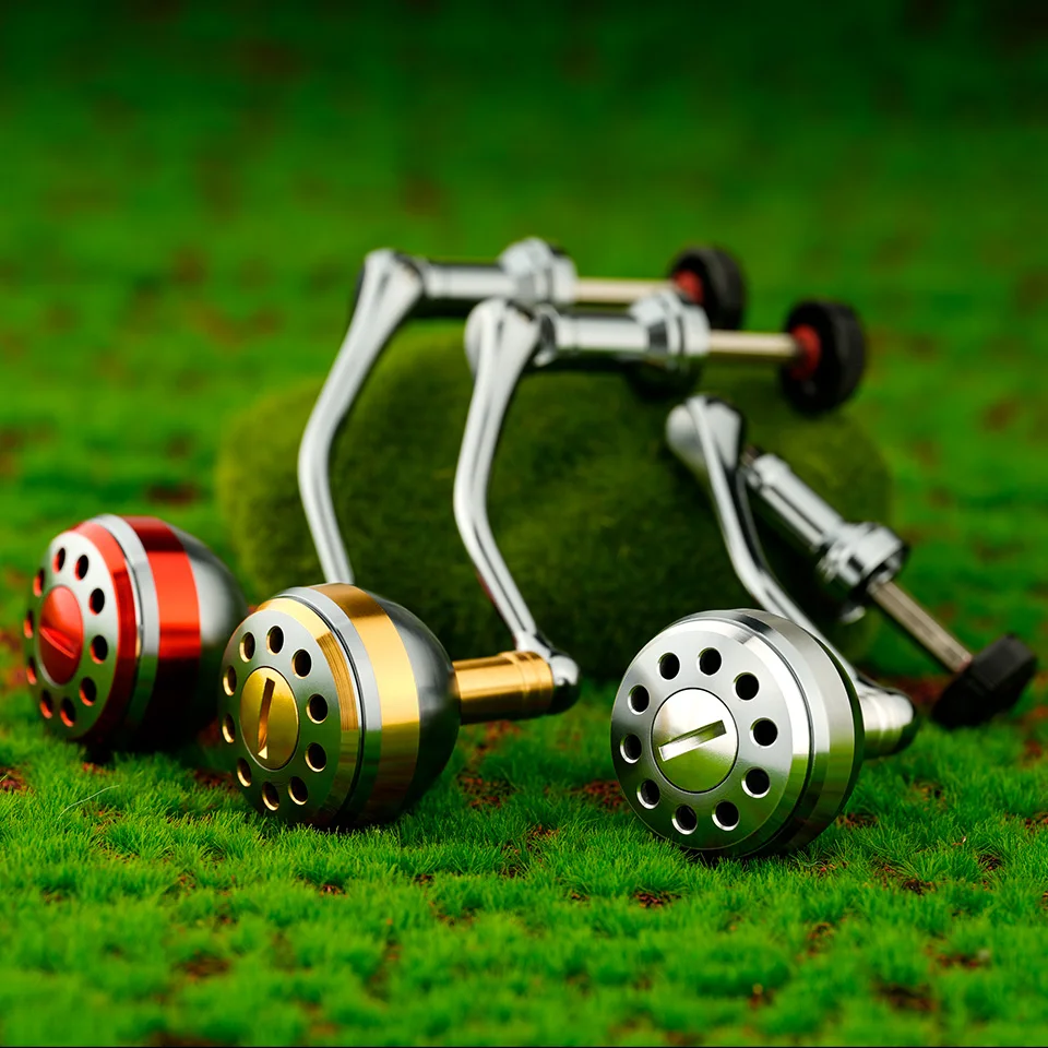 Carretes de pesca giratorios 500-7000, mango de repuesto, agarre de bola de Metal, mango plegable de aleación de aluminio de varios colores