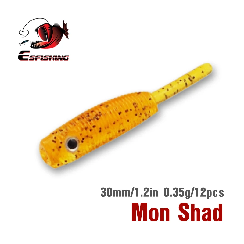 KESFISHING Mon Shad 30mm Bass Pike-señuelos de pesca en hielo de invierno, aroma inyectado y sales, cebo Artificial suave de silicona - imagen 2