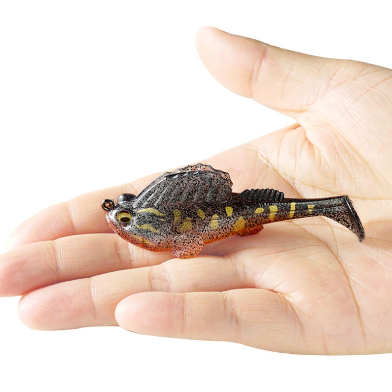 6 unids/lote Dark Sleeper Swimbaits cola en T cebo suave Mustad gancho apto para lubina Pike Bass señuelos - imagen 5