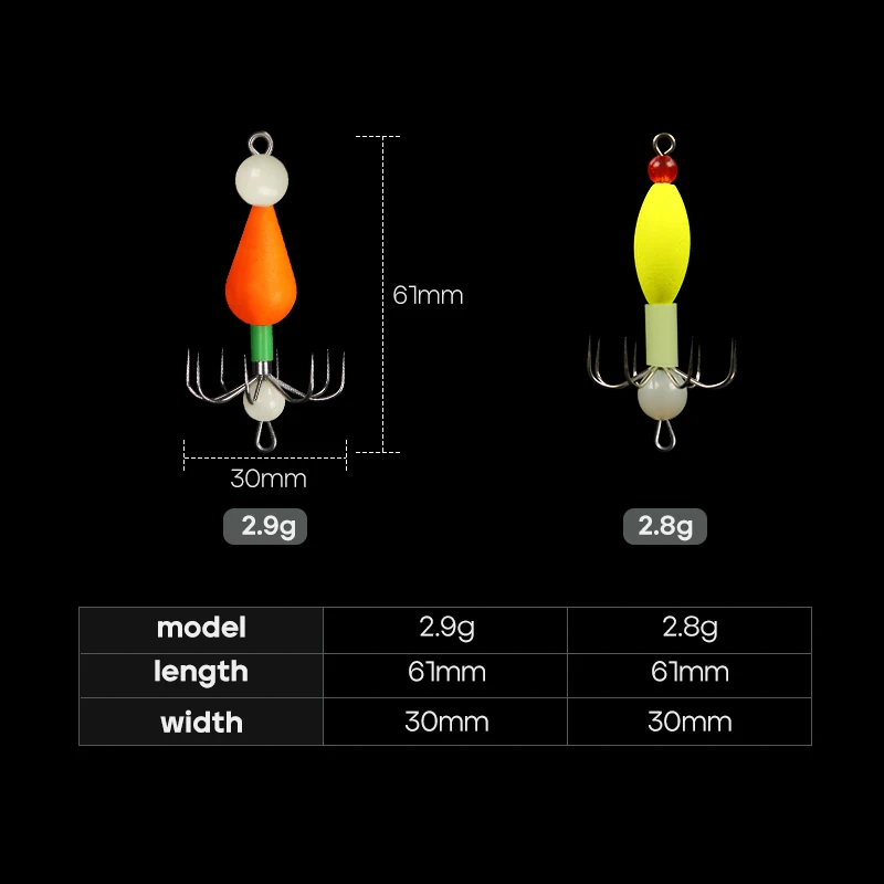LETOYO 2,8g anzuelo flotante de pulpo luminoso calamar Jig señuelo de pesca cebo Artificial para Webfoot pulpo pesca señuelo de pesca de mar - imagen 2