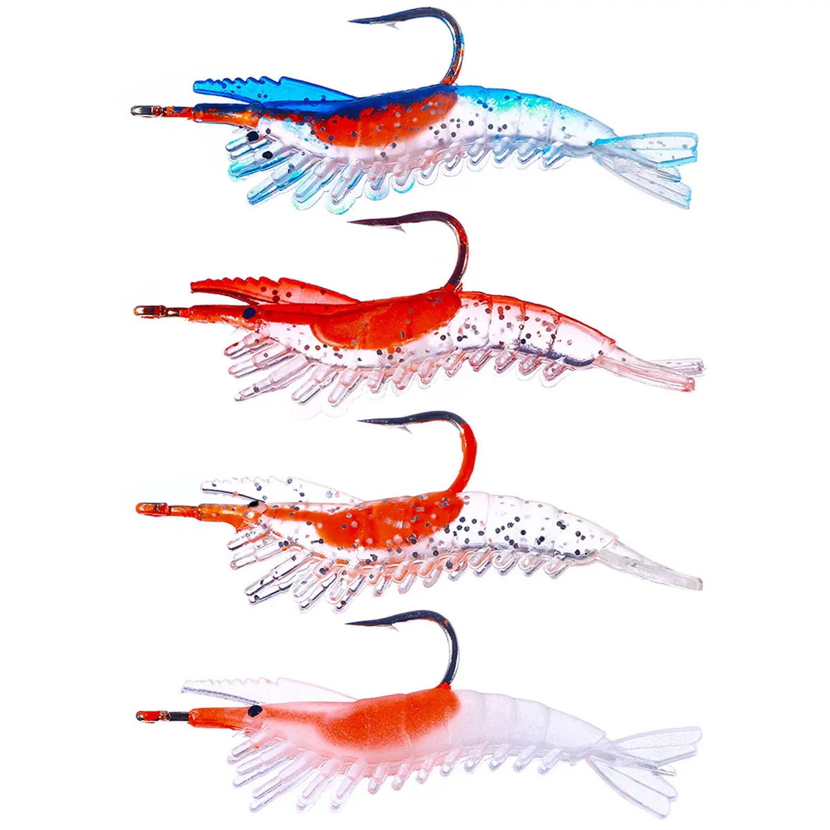 5 unids/lote de cebos falsos de camarones luminosos, señuelo de gambas de simulación suave, olor a pescado, cebo Artificial para trucha, anzuelo único, aparejos de pesca de mar - imagen 2