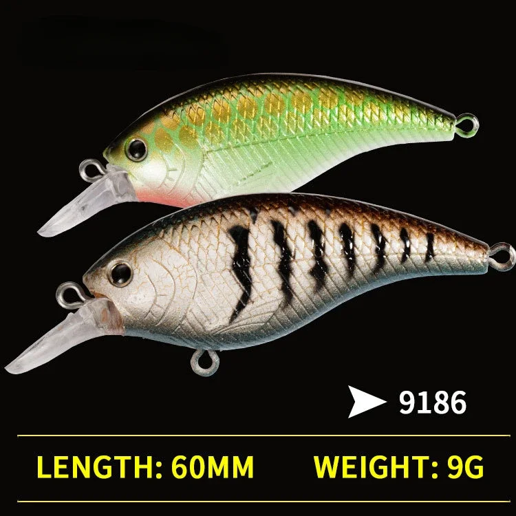Señuelos de Pesca flotantes Crankbait, cebo duro Artificial para lubina de agua salada, manivela Popper, equipo de plástico Swimbait, 60mm, 9g - imagen 4