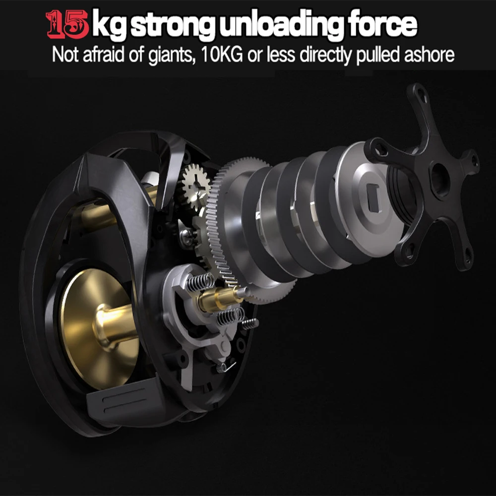 Carrete de Baitcasting FA500H, arrastre máximo de 15KG, 8 + 1BB, carrete profundo 6,4: 1, carretes de pesca de agua dulce y salada, rueda de Jigging - imagen 4