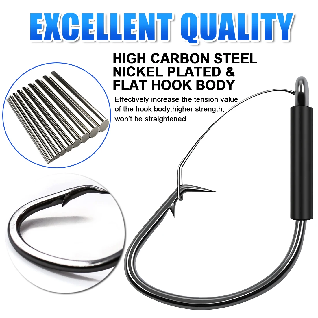 FishTrip-ganchos de aparejo loco sin malezas, 25 uds., círculo de espacio ancho, anzuelo de cebo de gusano suave, gusano loco Chapado en níquel para pesca de lubina, aparejo Neko - imagen 4
