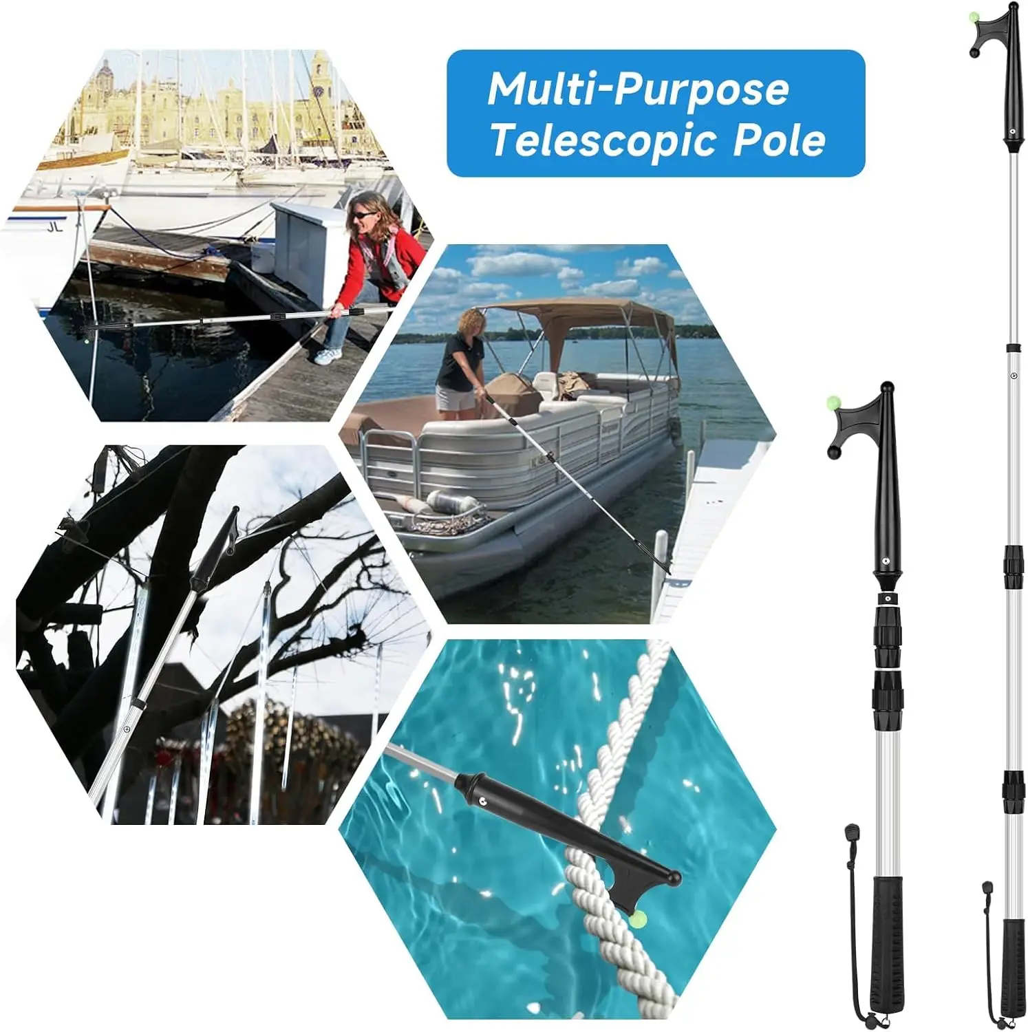SAN LIKE gancho para poste telescópico de barco con luces y goma - imagen 5