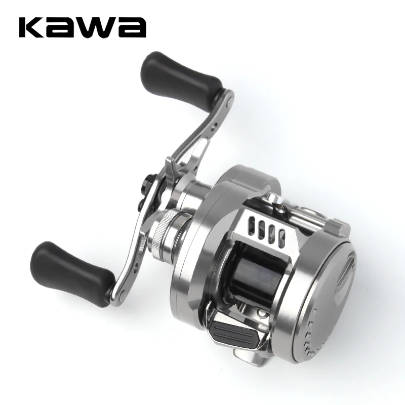 Carrete de pesca Kawa, rueda de tambor fundido DK100/150/200 arrastre 7/15kg, carrete de fundición 12 + 1BB Weigt 188/203g, mango de cuerpo de Metal con perilla de goma