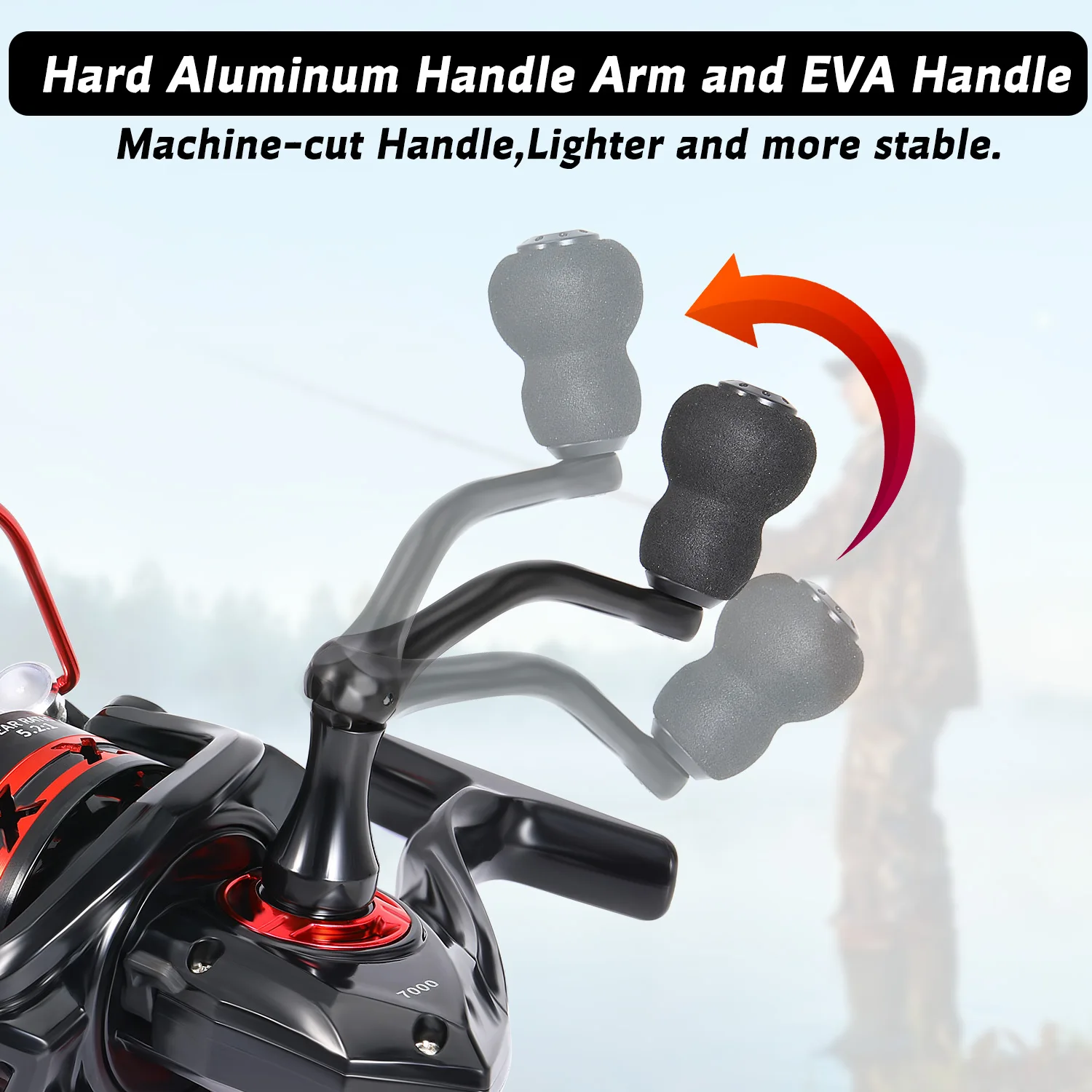 Carrete de Pesca giratorio Sougayilang 1000-7000, carrete de aluminio de alta resistencia, arrastre máximo de 10kg, mango Eva, Pesca de lubina de agua dulce - imagen 5