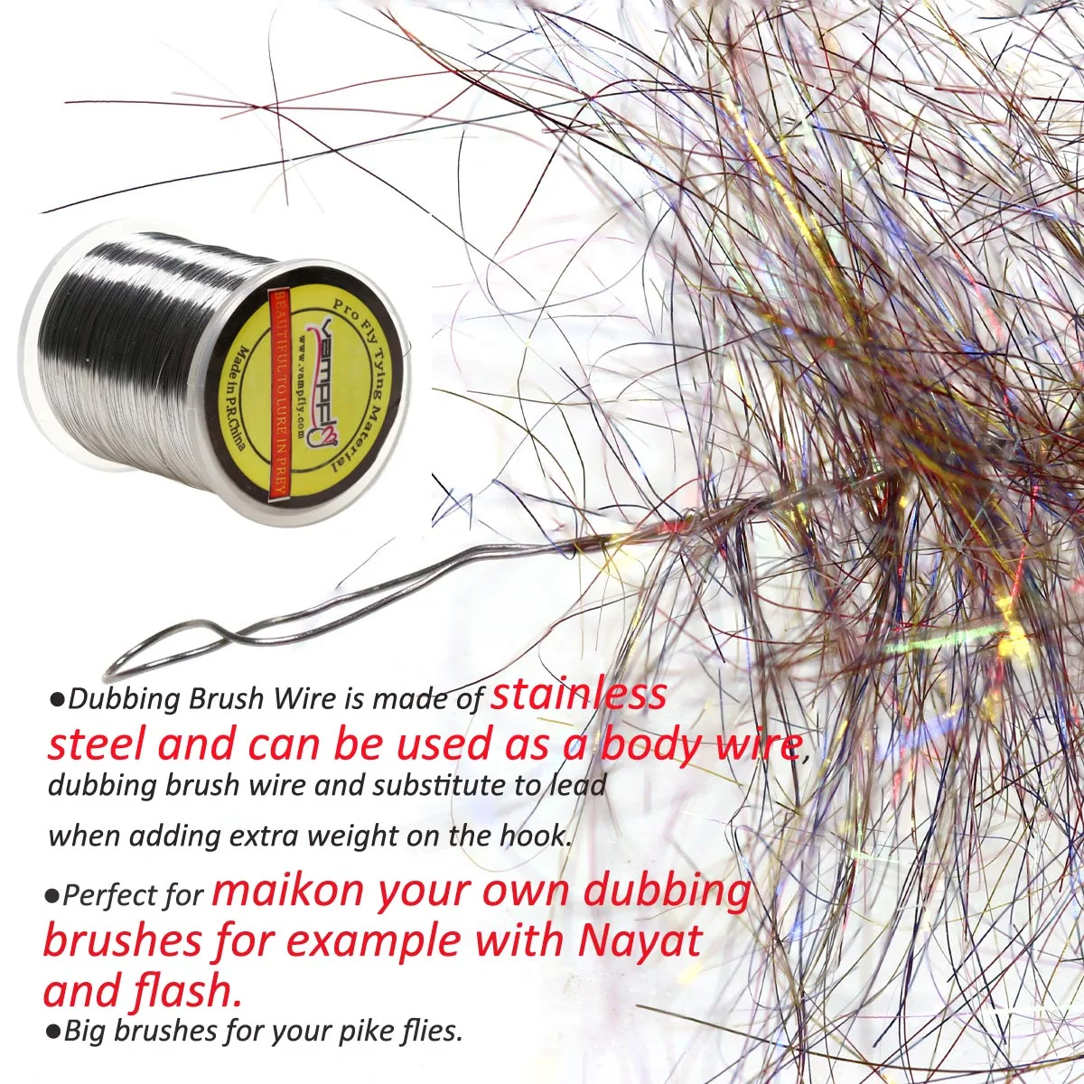 Wifreo, cepillo para doblar de acero inoxidable de 0,1mm, alambre para atar moscas, cuerpo ponderado, alambre de Metal, hilo para atar moscas para Streamer, trucha, Lucio, señuelo - imagen 3