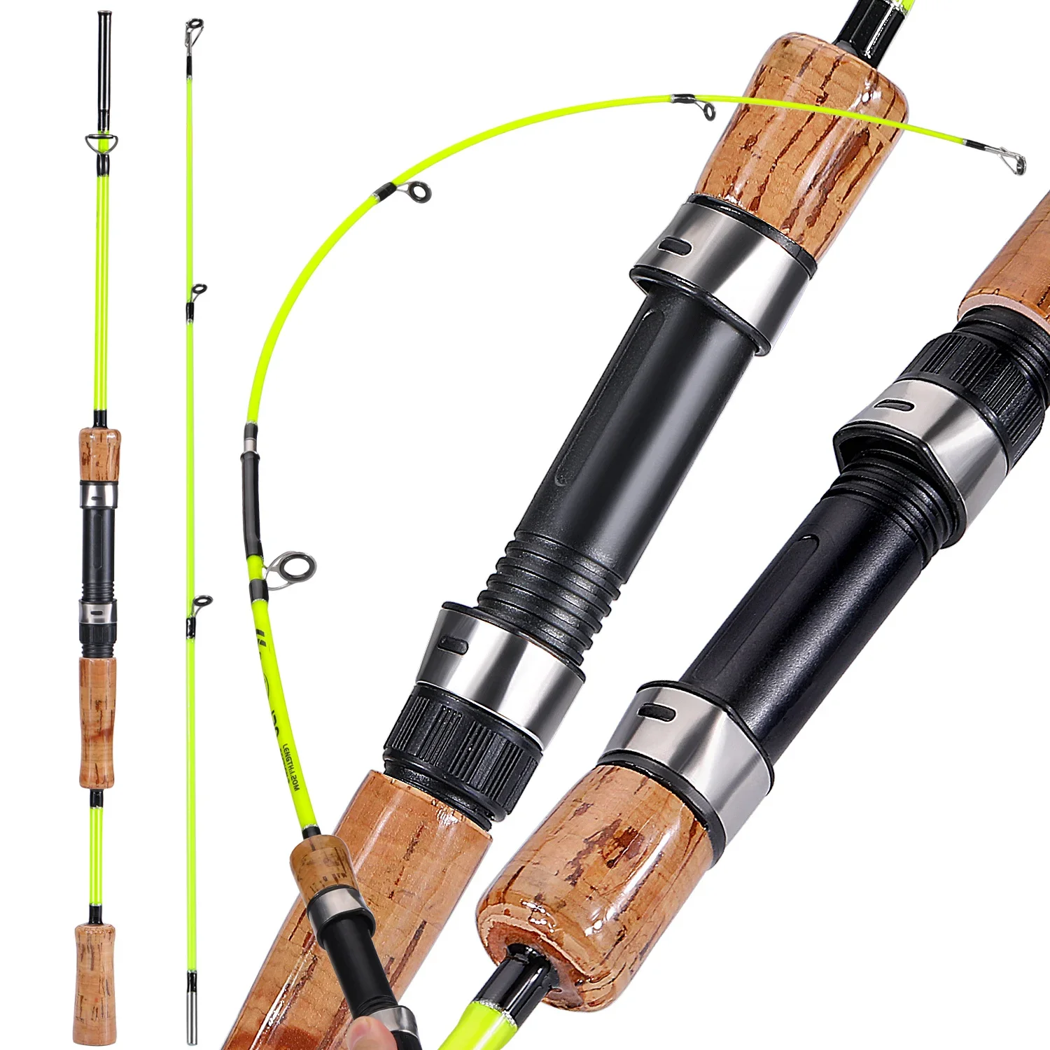 Caña de pescar con señuelo Sougayilang, 1,2 m, 1,65 m, 2 secciones, caña de pescar giratoria, arrastre máximo de 8kg para alimentador de agua dulce, cañas de lubina - imagen 4
