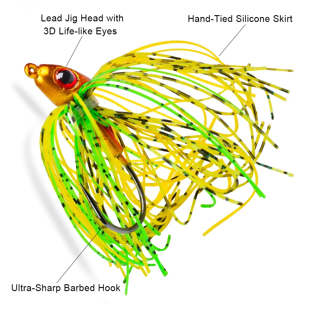 Juego de 5 colores de Señuelos de Pesca Spinnerbait de 7g/10g/14g/17g, diseño antienganches con flecos y cuchillas llamativas, cebos de pesca biónicos - imagen 3