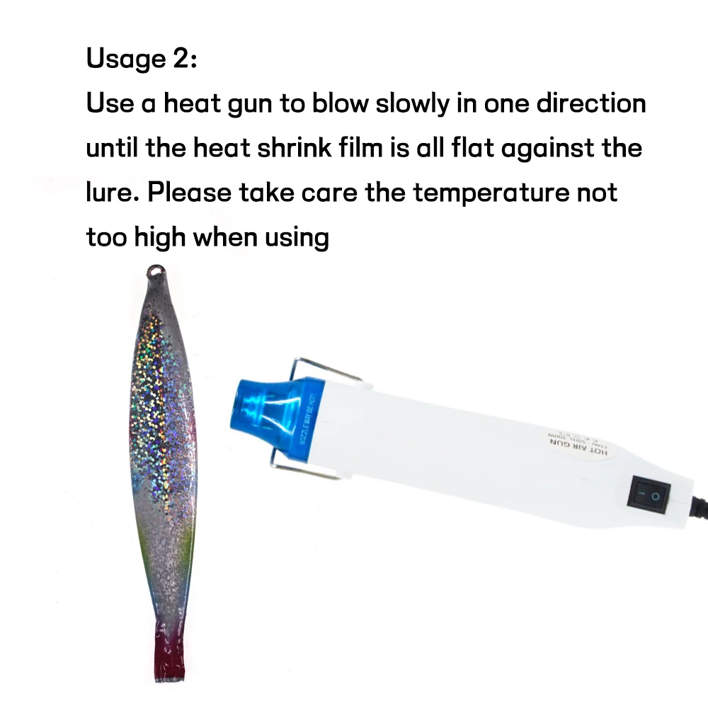 Elllv-funda de película termorretráctil holográfica, 3x15cm, señuelo de pesca, Material de piel termorretráctil para plantilla de Metal de pececillo Popper duro - imagen 5