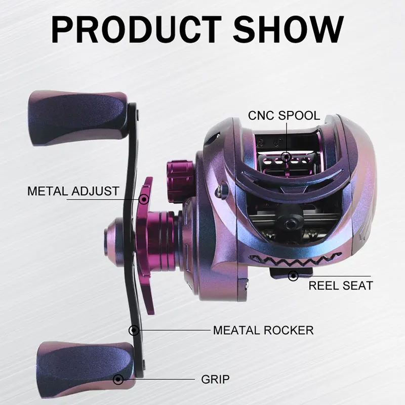 BILLINGS-carrete de Baitcasting JLB Series 7,2: 1, relación de transmisión de 17,6 lb, carrete de pesca de arrastre máximo, adecuado para agua dulce - imagen 2