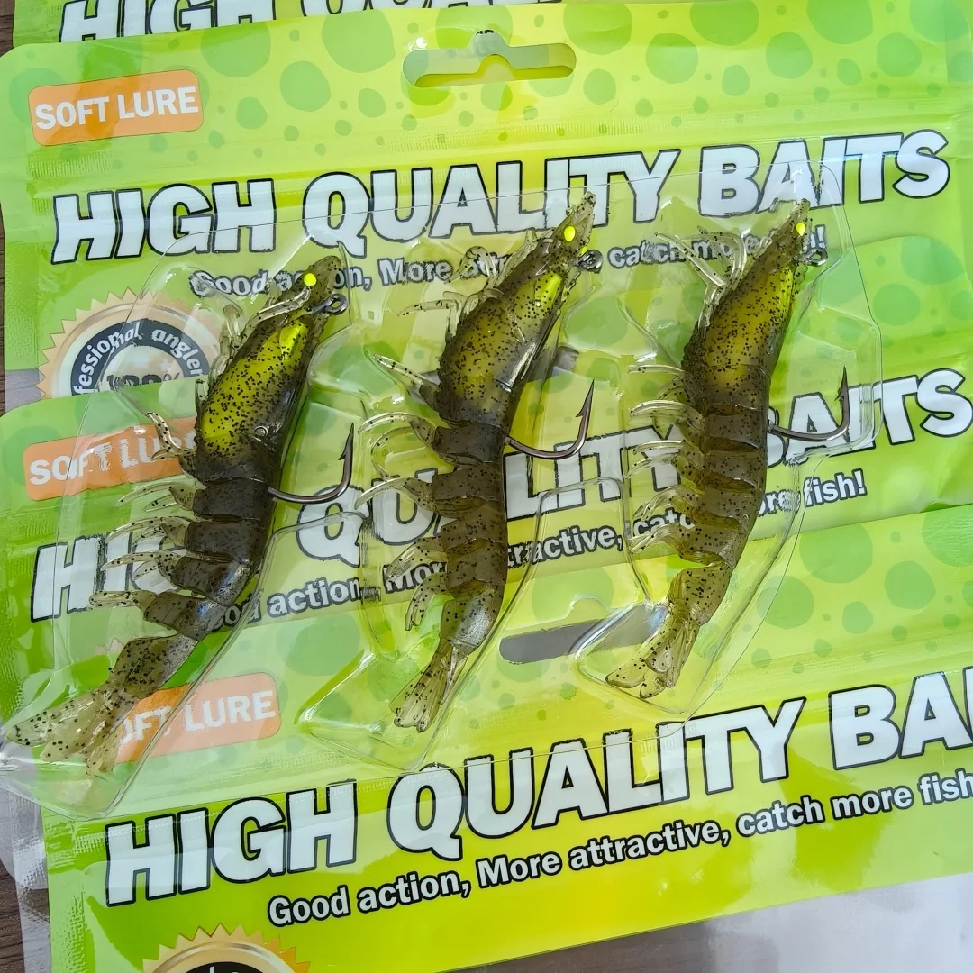 3 unids/bolsa 7,5 cm/7,4g 9cm/11,9g Artificial TPE camarón señuelo de pesca suave cebo luminoso para actividades de pesca - imagen 3