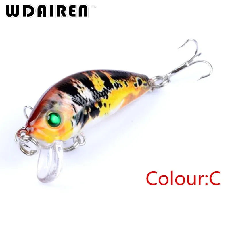 5 uds 4,5 cm 3,8g juego de Señuelos de Pesca cebo duro Minnow con 2 anzuelos aparejos de pesca señuelo ojos 3D Crankbait Minnow - imagen 5