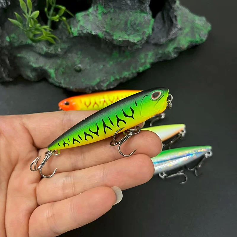 Mini Wobblers de 65mm y 5,5g, Señuelos de Pesca con lápiz flotante, TopWater Walk the Dog, Swimbait para lubina, aparejos de cebo duro Artificial - imagen 2