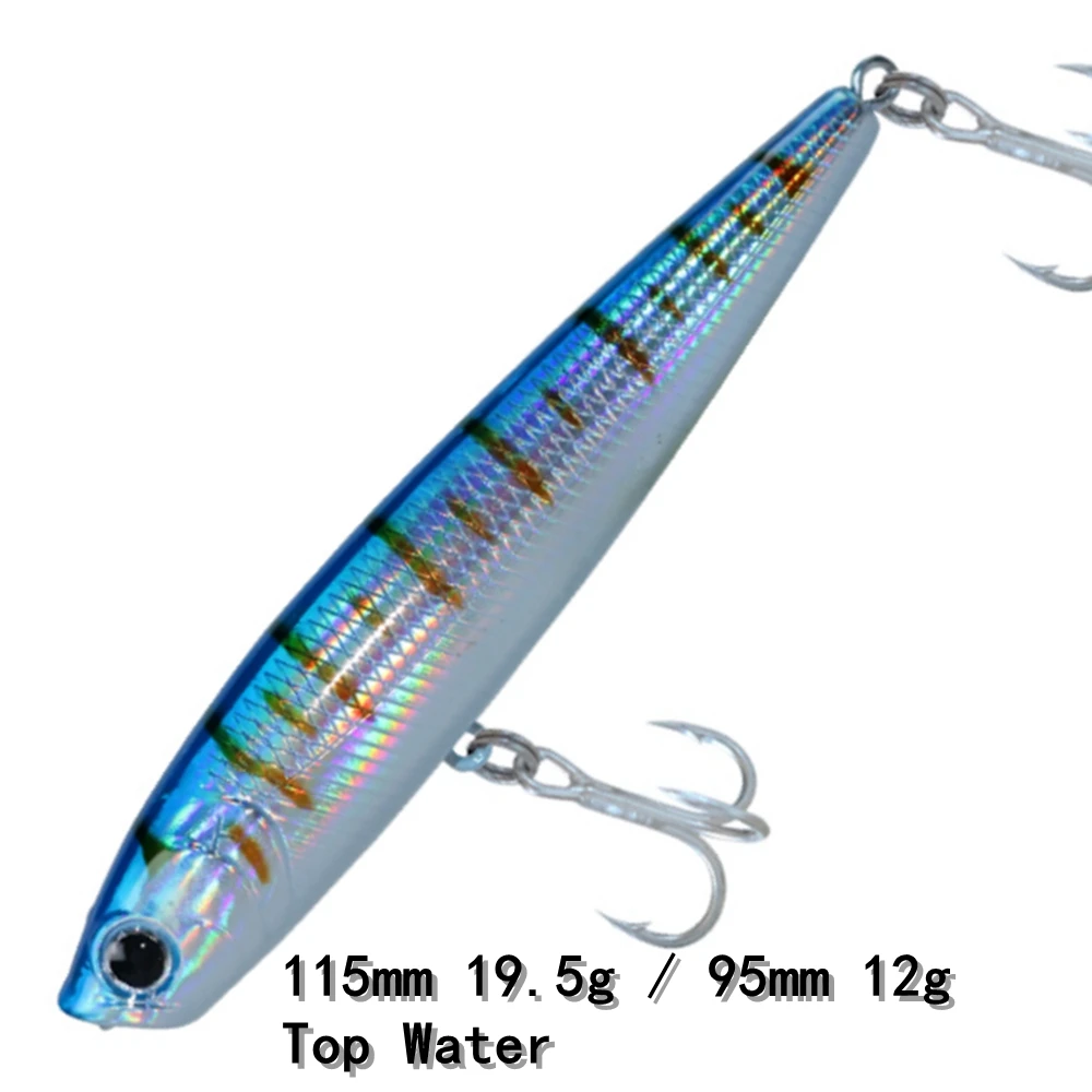 AOCLU Walking Dog 95mm 12g 115mm 19,5g cebo duro lápiz flotante palo señuelo de pesca superficie de lubina nadador gancho de agua agua superior