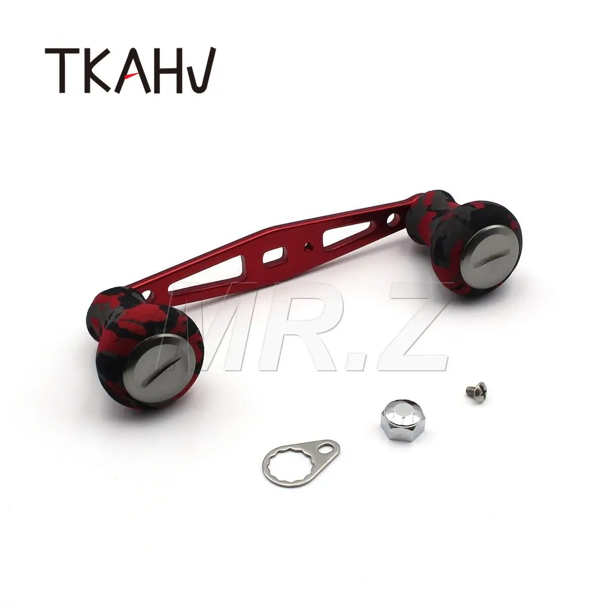 TKAHV-mango de carrete de pesca Baitcasting CAMO rojo de 4 ", para Abu Daiwa Shimano Baitcast, carrete de tambor de perfil bajo, fundición larga - imagen 2