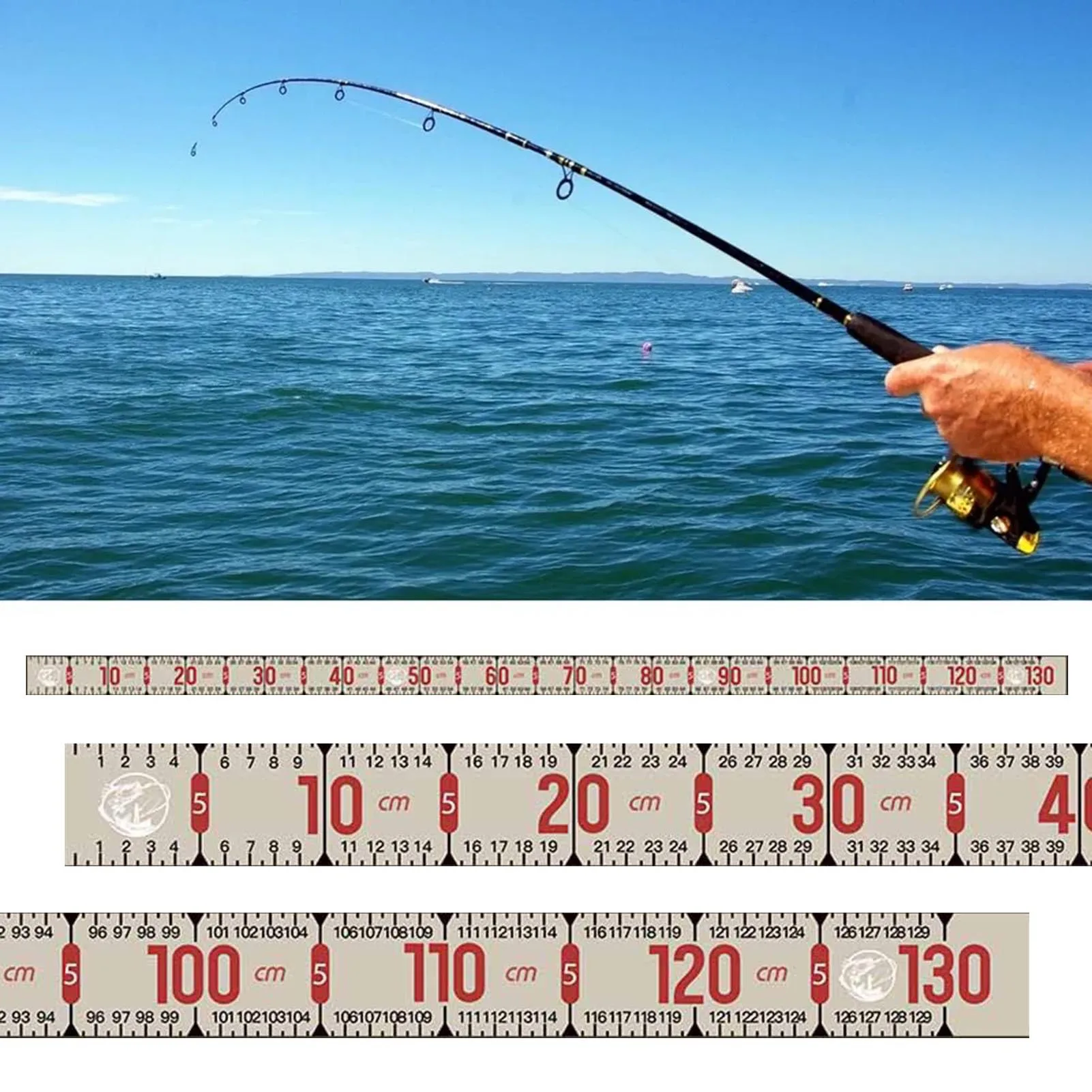Reglas de pesca portátiles de 130cm, Regla de medición de pesca impermeable para agua salada dulce, herramienta de medición de peces de PVC duradera, engranajes para peces - imagen 3