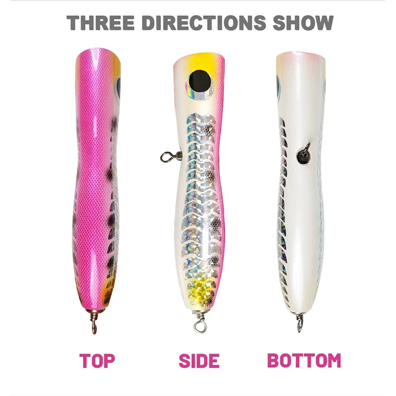 Señuelos Popper de 100g y 20cm para pesca en aguas profundas, aparejos de pesca artificiales para barcos, señuelo de superficie GT, cebo de fundición - imagen 5