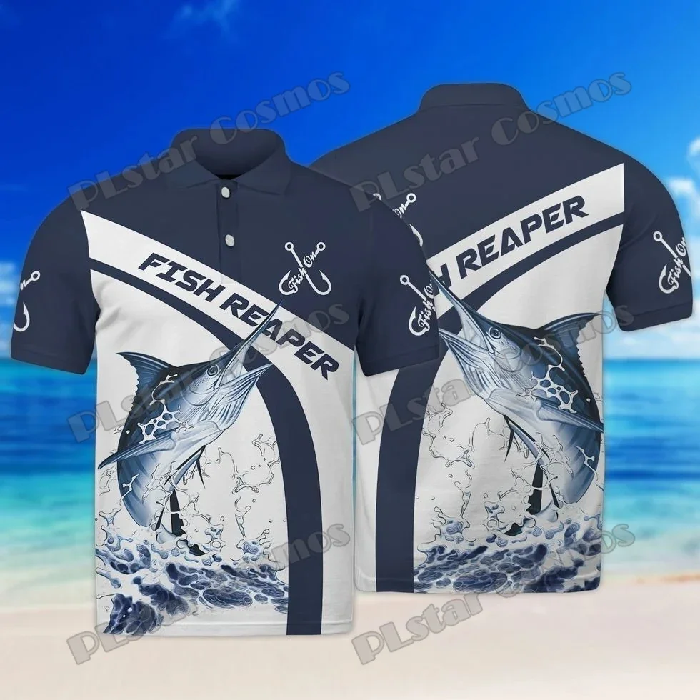 PLstar Cosmos perca amarilla pesca en la piel patrón 3D impreso moda hombres polos verano pantalón corto casual camisa de manga PLP22 - imagen 4