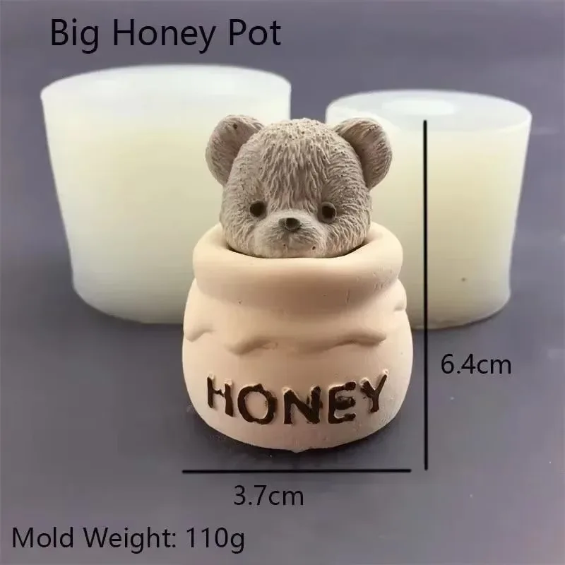 Molde de silicona oso peluche con tarro de miel para velas y repostería - imagen 5