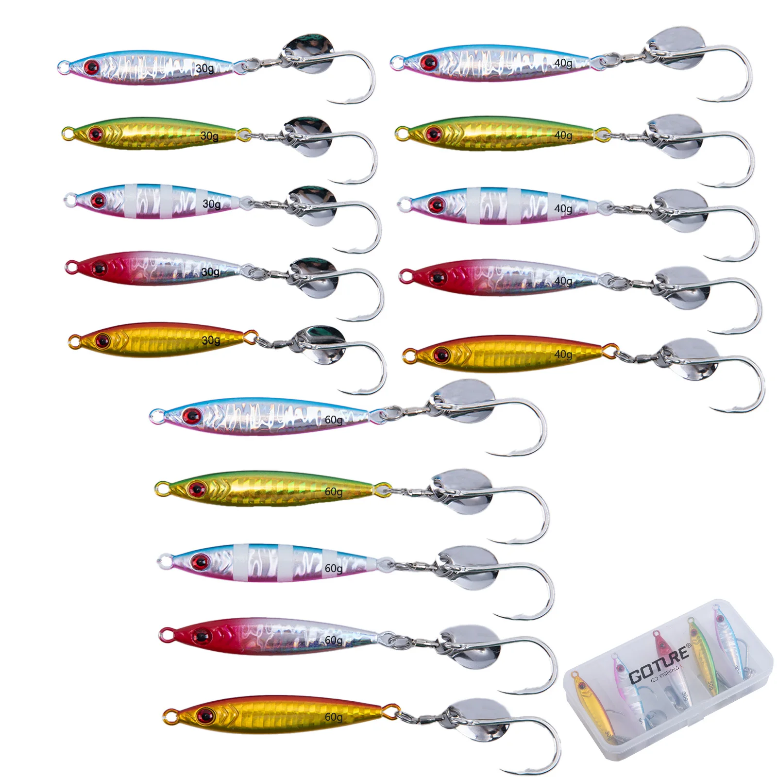 Goture 30g 40g 60g señuelo VIB de Metal 10 unids/set Spinner hundimiento cuchara giratoria Pin Crankbait lentejuelas cebos aparejos de pesca 2025New
