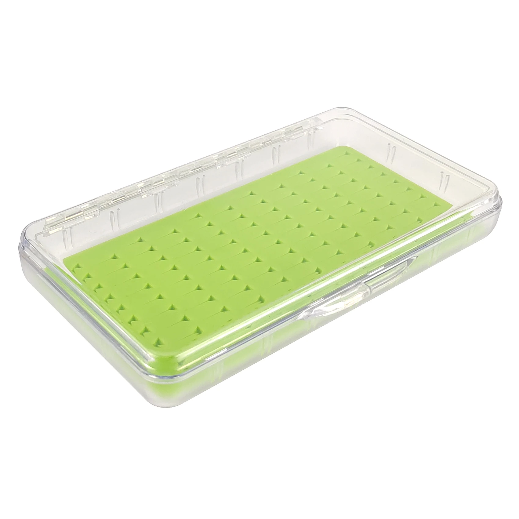 2pcs caja de plástico transparente súper delgada con inserto de silicona cajas de pesca con mosca sostiene moscas - imagen 5