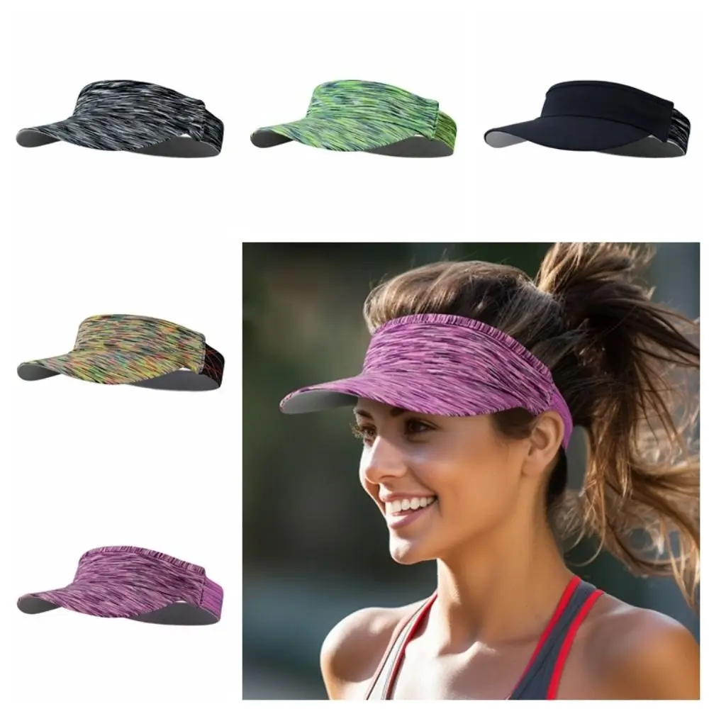 Sombrero de copa vacío absorbente para el sudor, gorra con visera en topless de colores mezclados de secado rápido, gorra deportiva transpirable con protección solar para correr y maratón
