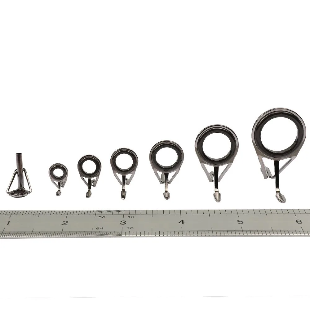 7 unids/set aparejos de pesca Kit de reparación de acero inoxidable Set guía de caña de pescar punta de caña de pescar anillo circular guía de ojo herramientas de bucle de alambre - imagen 2