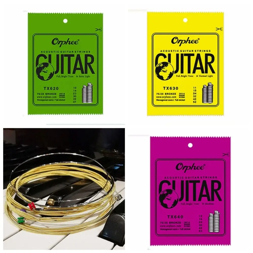 1 Juego de cuerdas de guitarra acústica TX620 /TX630 /TX640 Orphee 010/011/012 8% Níquel cuerdas de guitarra súper ligeras núcleo Hexagonal - imagen 4