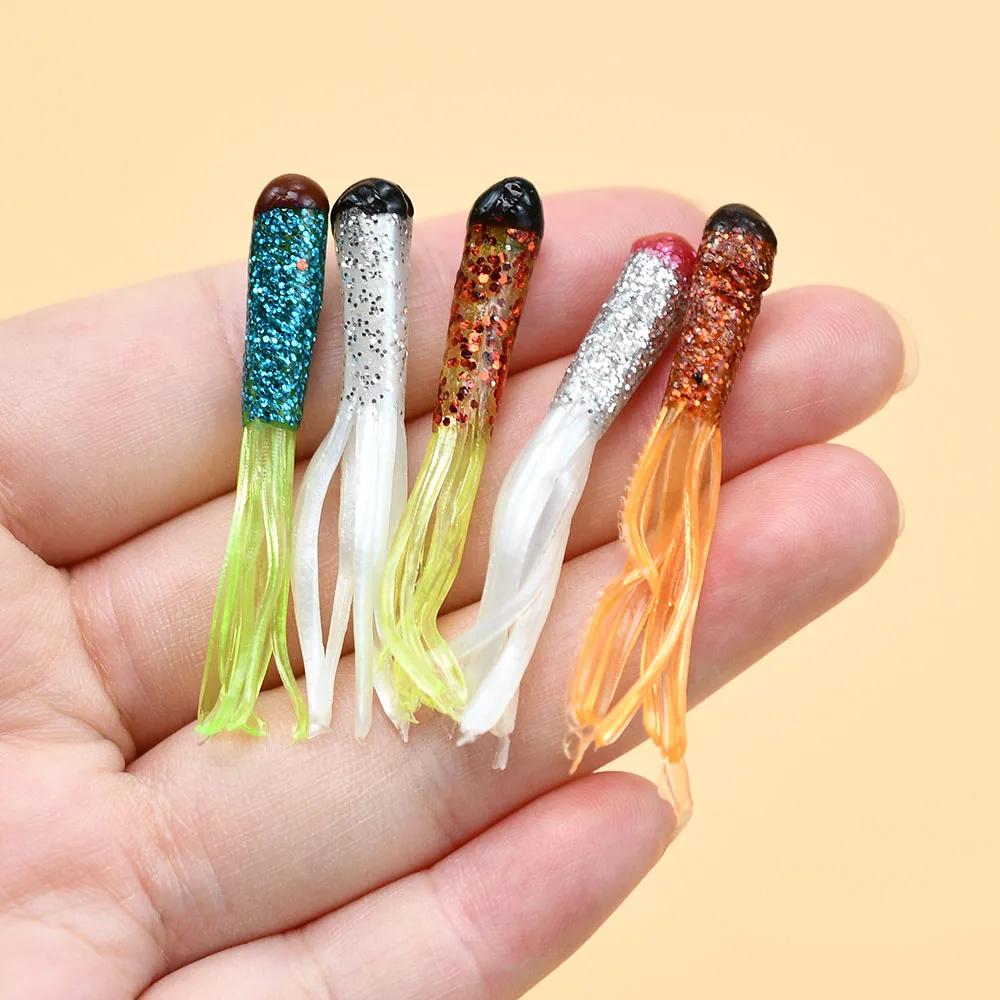 18 Uds Mini falda de silicona cebo pulpo Artificial tubo hueco gusanos gusano señuelo suave tipo tipo de pez faldas de tubo para pesca en Río - imagen 3