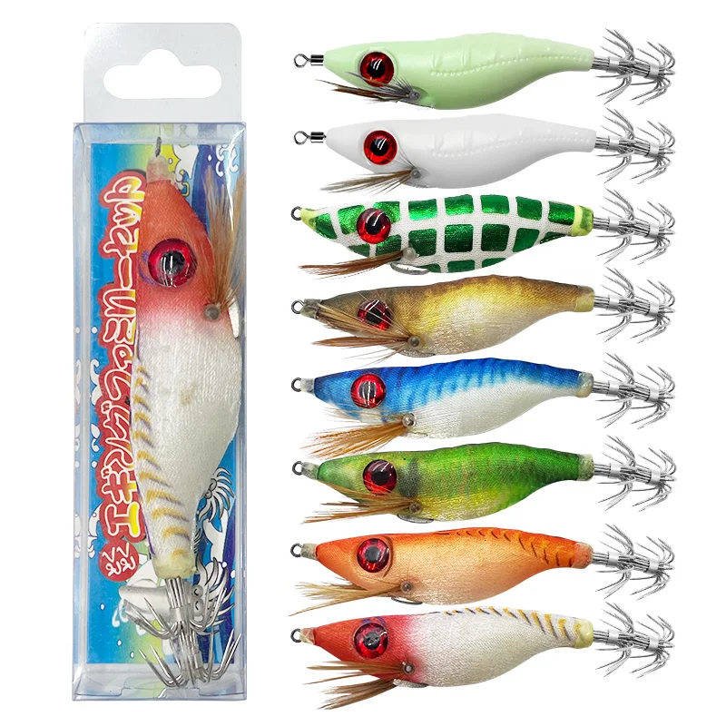 5 unids/bolsa envoltura luminosa camarones horizontales 10cm madera camarones calamar gancho vientre redondo camarones cebo señuelo falso cebo - imagen 5