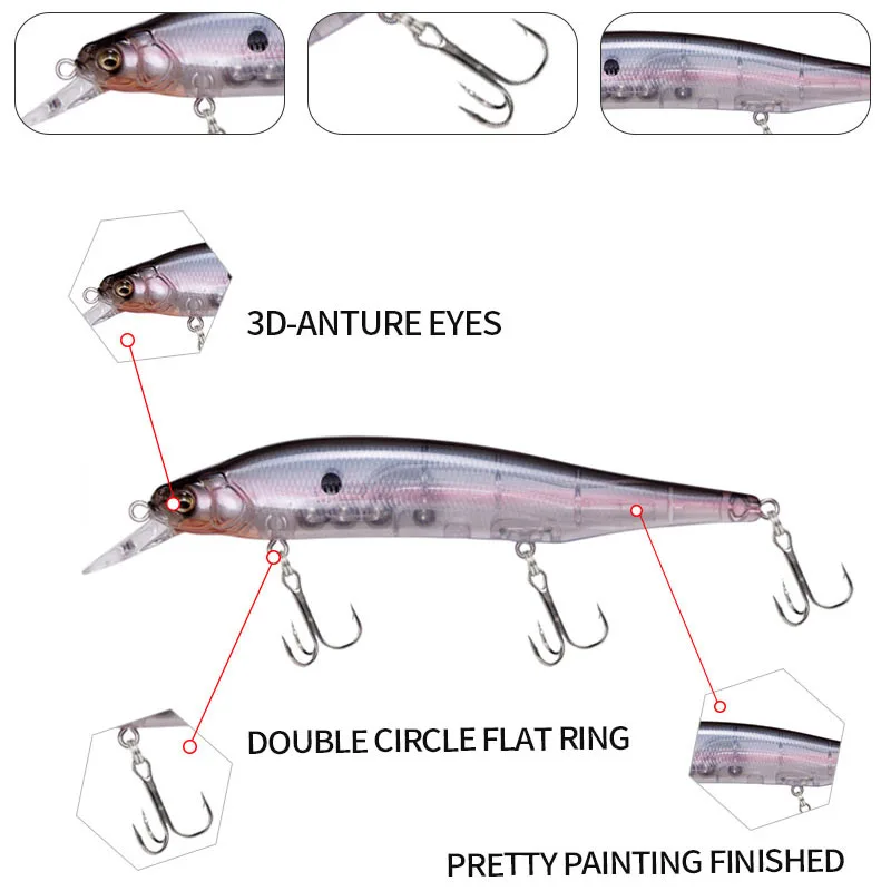 Señuelo de Pesca de pececillo hundido, cebo duro Artificial Wobbler para trucha, carpa, Swimbait, accesorios de Pesca, 115mm, 16,7g - imagen 4