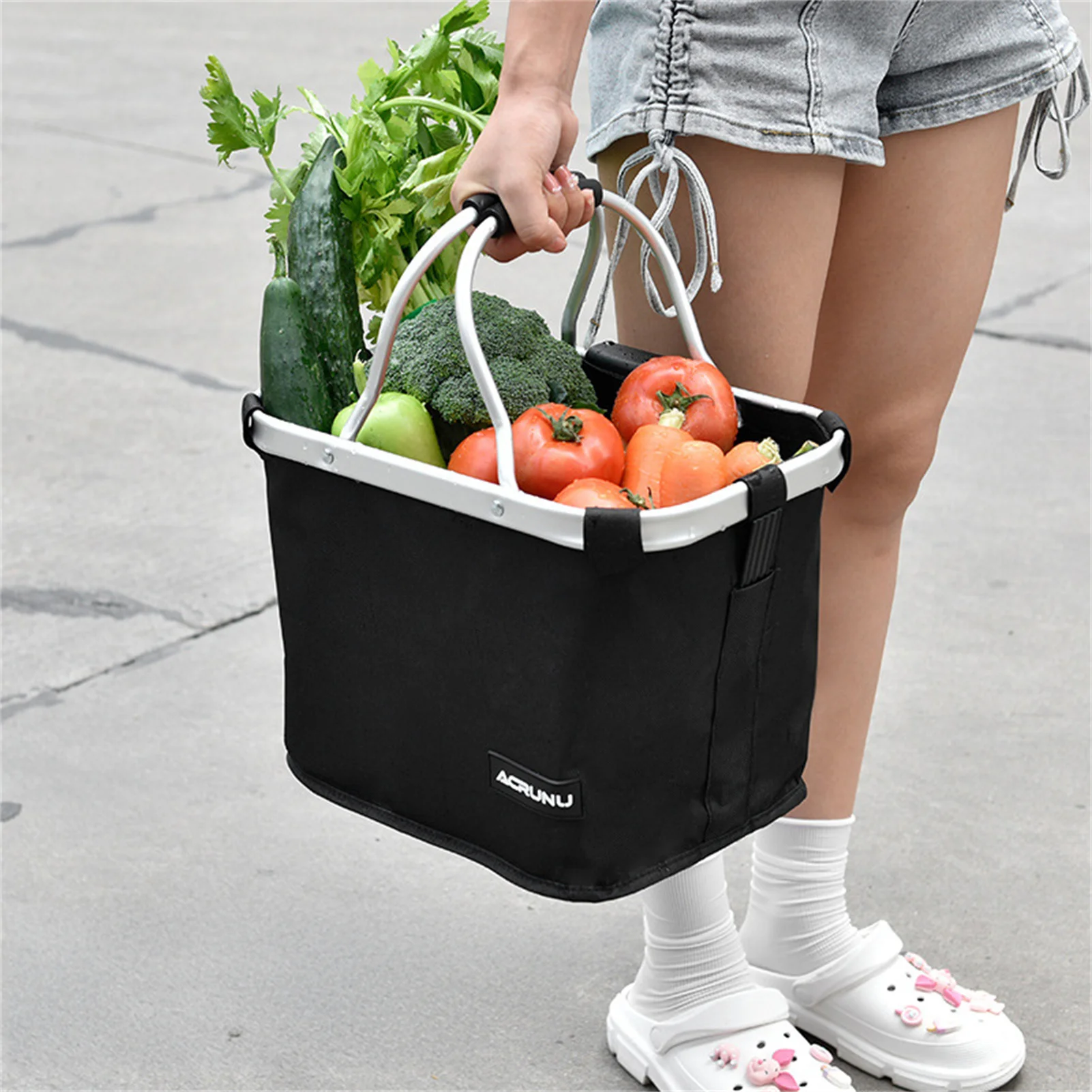 Cesta portátil para bicicleta, cesta de almacenamiento frontal plegable para bicicleta eléctrica, caja organizadora impermeable para acampar y ciclismo al aire libre - imagen 5